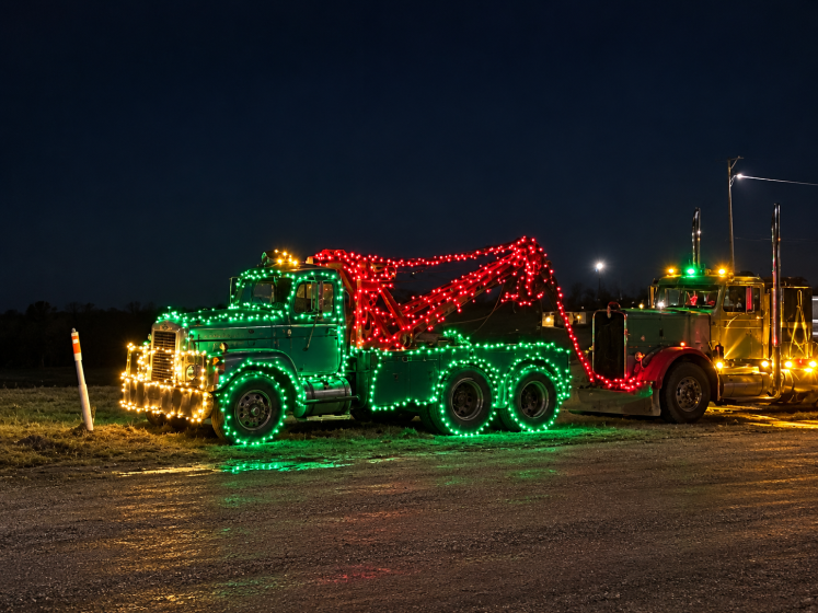 Holiday lights at night