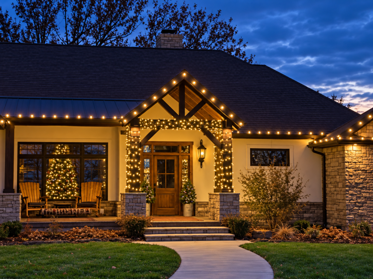 Holiday lights at night