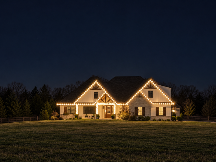 Holiday lights at night
