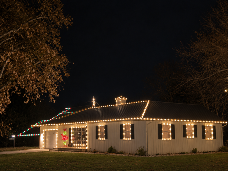 Holiday lights at night